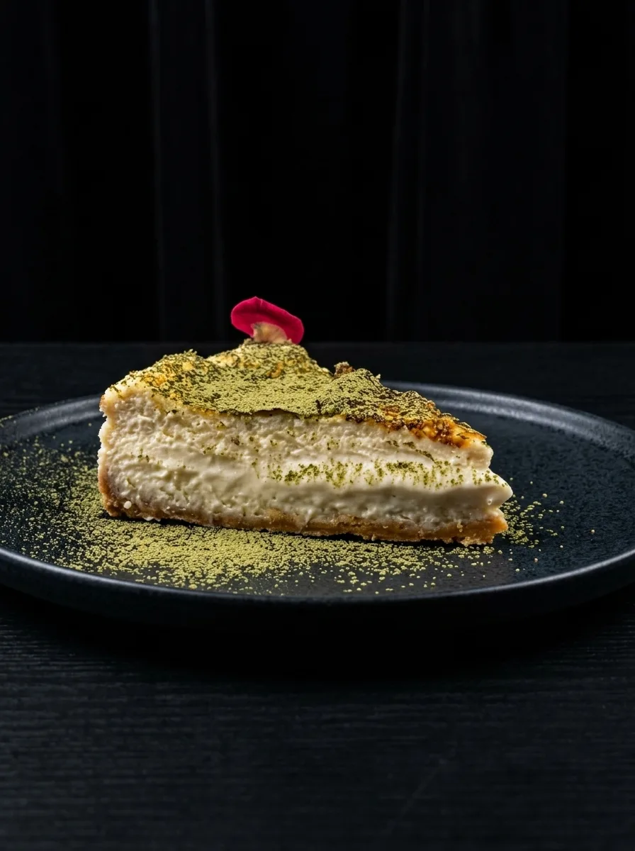 Tarta de queso con té matcha