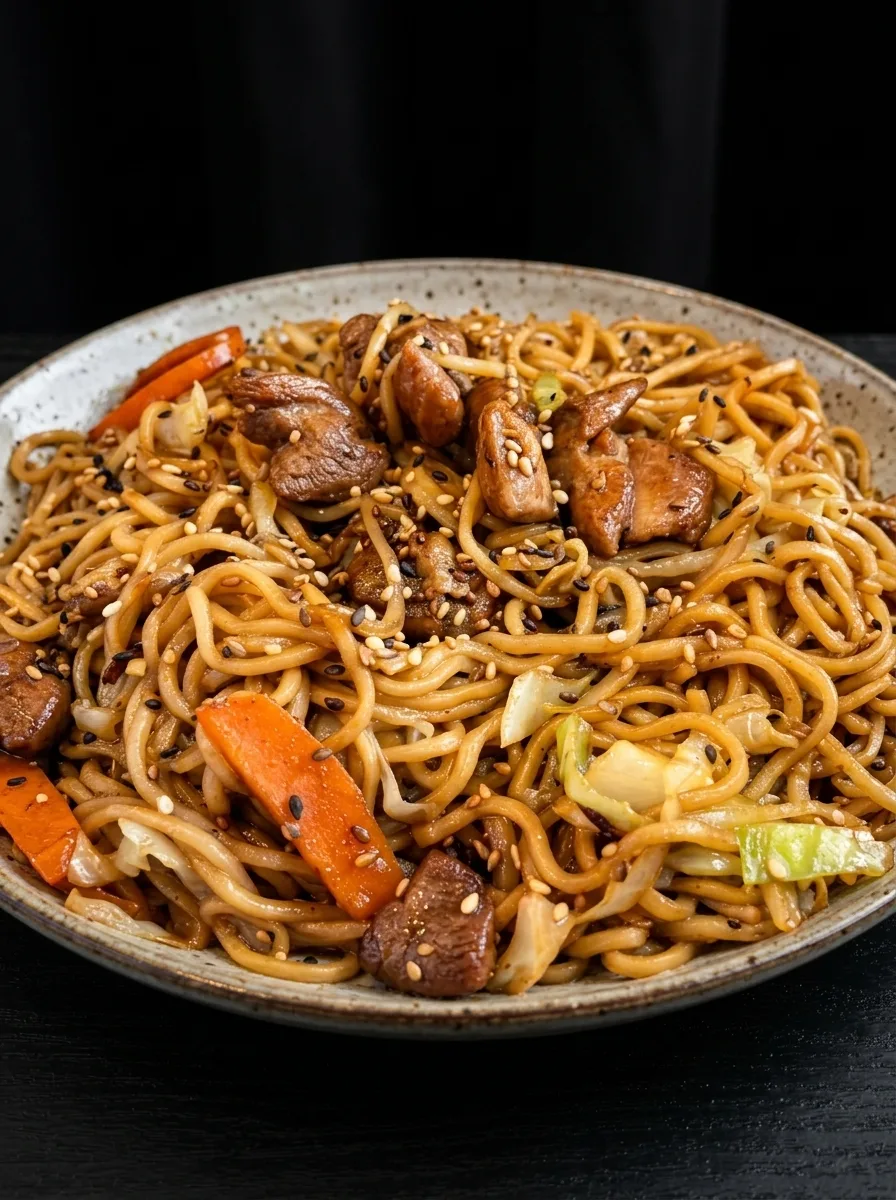 Teriyaki Ramen Salteado de Pollo Frito